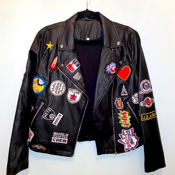 Jackets & Blazers - Women’s Vintage Patched Faux Leather Jacket